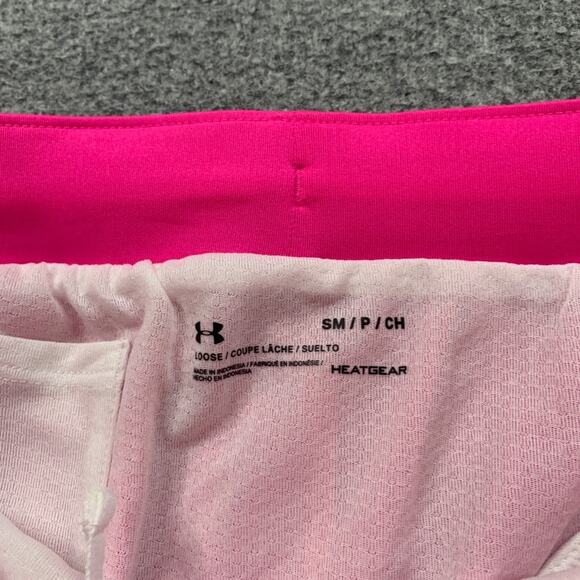 Under Armour Shorts Womens Small Neon Pink White Fly By 2.0 Loose Heatgear Lined - Picture 6 of 13